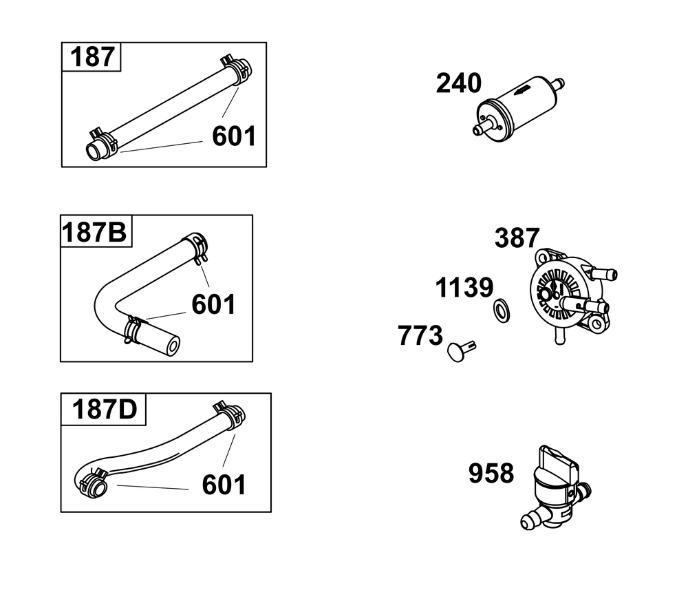 Fuel Supply Group Diagram and Parts List for 31S977-0012-B5 200000 - 399999 Briggs and Stratton Engine
